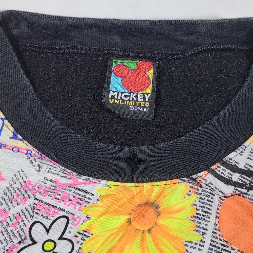 VTG 90's Mickey Unlimited Disney Sweatshirt Womens M Black Paris Minnie Travel - Picture 4 of 12